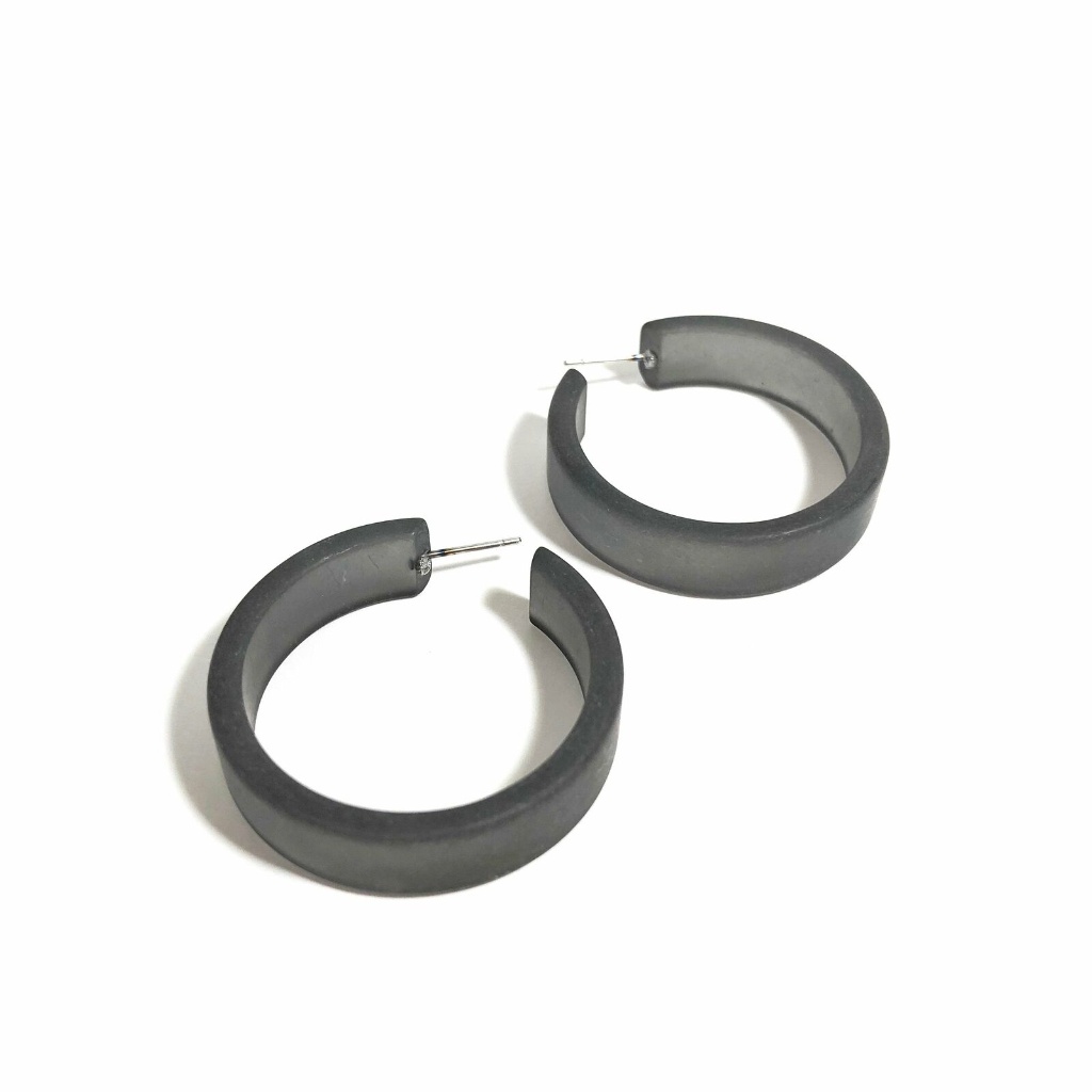 Vintage Frosted Lucite Large Portland Hoop Earring